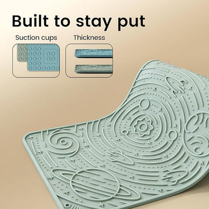 OHMO Lick Mat for Dogs & Cats, (Blue+Green, 2pcs, 9.8"×5.9") Galaxy Design Slow Feeder with Suction Cups, Keep Them Busy & Anxiety Relief, Easy Clean Enrichment Accessories