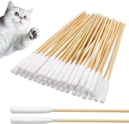 100 Pcs Large Cotton Swabs 6 Inch Dog Ear Swabs with Bamboo Handle for Dogs Soft Cotton Gentle and Lint-Free Dog Ears Clean Tips for Ear Cleaning Pet Care