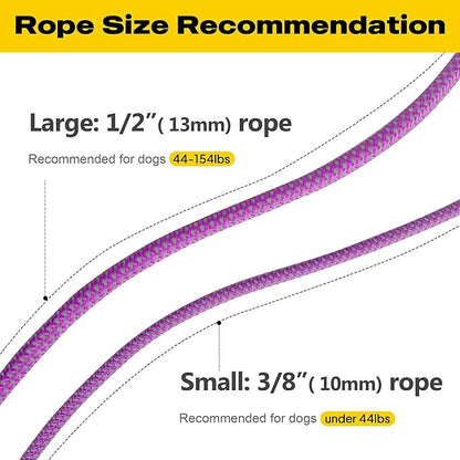 Fida Slip Leads for Dogs, 4 FT x 1/2" Dog Leash Heavy Duty Comfortable Strong Rope Lead for Large, Medium Dogs, No Pull Pet Training Leash with Highly Reflective,Purple