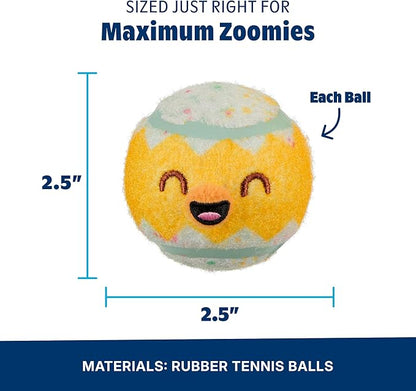 Barkbox Play Hatch Rubber Tennis Balls for Dogs & Puppies | Trio of Squeaky Fetch Balls for Bounce, Chase & Play | Durable, Engaging & Fun for Playful Pups