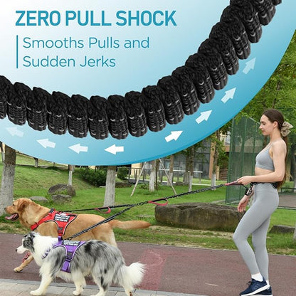 Hands Free Large Dog Leash, 6-8 FT Bungee Leash with Waist Belt for Dog Up to 150 lbs, Running Walking Jogging