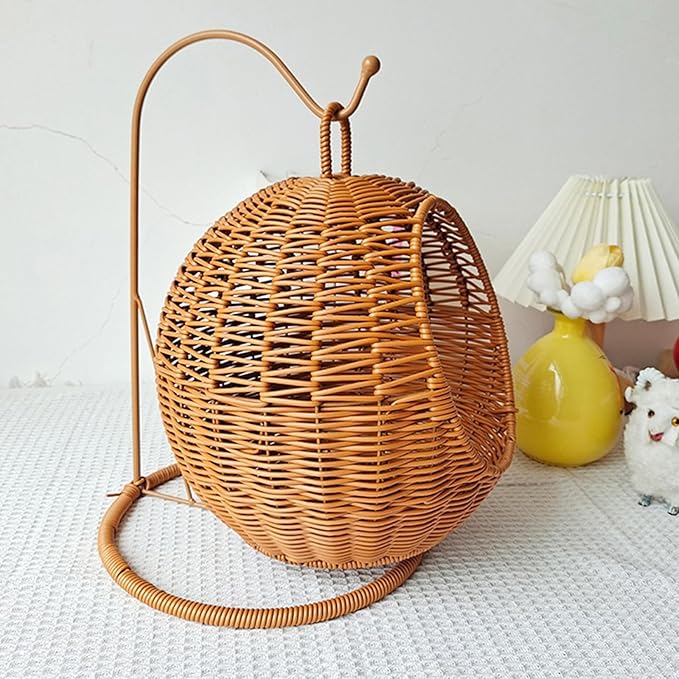 Imitation Woven Rattan Cats Hammock Bed for Cats Resting Indoor Sleep Bed Hammock Sleep for Small Small Space