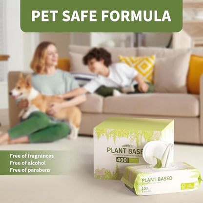 400 Unscented Pet Wipes for Paws and Butt Plant Based Hypoallergenic Pets Cleansing & Deodorizing Anal Gland Hygienic Puppy Wipes for Dogs