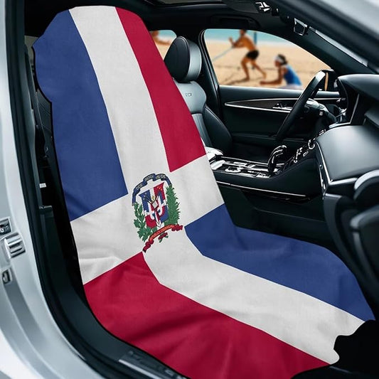 SEANATIVE Breathable Car Seat Towel Cover Sweatproof Automotive Towel - Sweat Towels for Workout, Running & Outdoor Adventures, Flag of the Dominican Republic