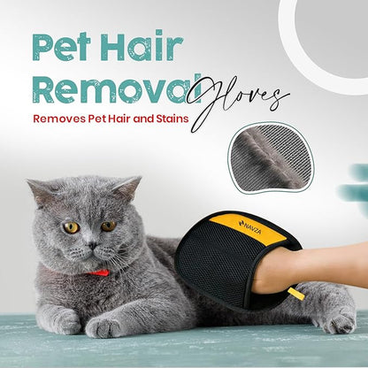 Pet Hair Removal Glove Kit – Electrostatic Pet Hair Remover Glove for Dog & Cat, Upgraded Reusable Magic Brush Pet Hair, Quick Wiping & Washable 2PCS pet Hair Remover Glove with Comb & 2 Hooks
