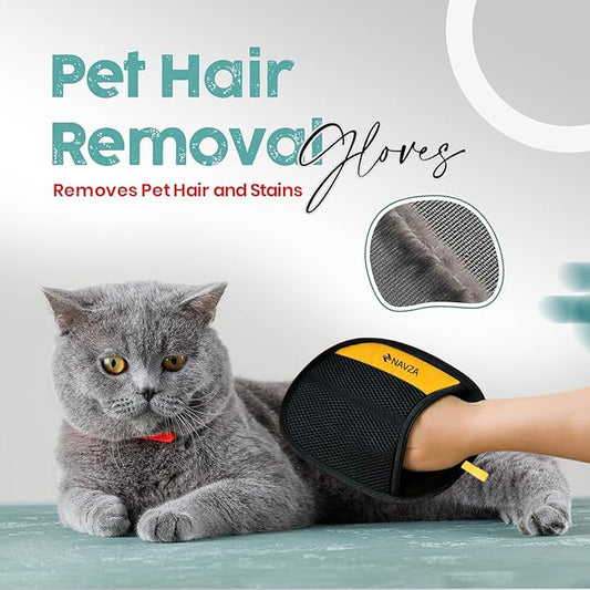 Pet Hair Removal Glove Kit – Electrostatic Pet Hair Remover Glove for Dog & Cat, Upgraded Reusable Magic Brush Pet Hair, Quick Wiping & Washable 2PCS pet Hair Remover Glove with Comb & 2 Hooks