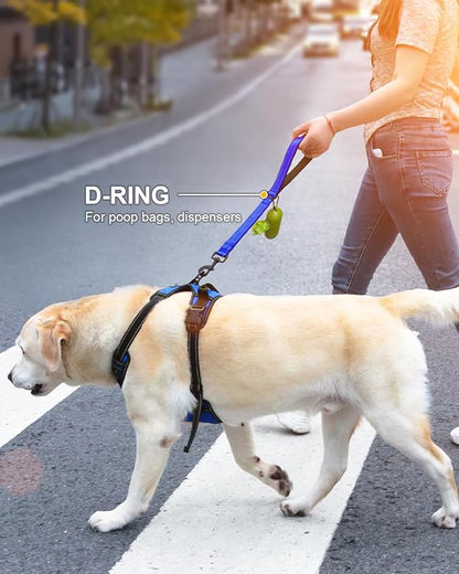 Joytale Strong Short Dog Leash 18 Inch, 1.2 Inch Wide, Heavy Duty, Padded Handle for Traffic Control, Reflective Leash for Medium and Large Dogs Walking Training, Royal Blue