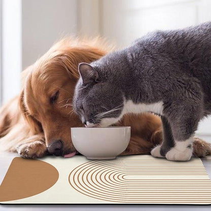 Dog Food Mats,Cat Absorbent Water Bowl Feeding Mats Pet Placemats for Food and Water Beige Bohemia 17 * 30 inch