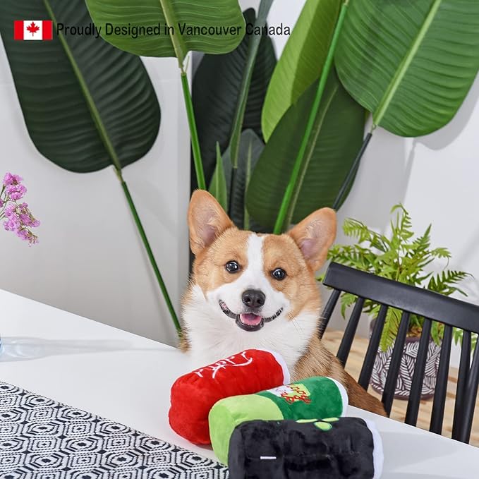 HugSmart | Plush and Squeaky Dog Toys (Soda Drinking Cans Combo)｜Soft Plus Interactive Fetch Dog Toy for Small Medium Breeds (Puppy Drink 2 Pack)