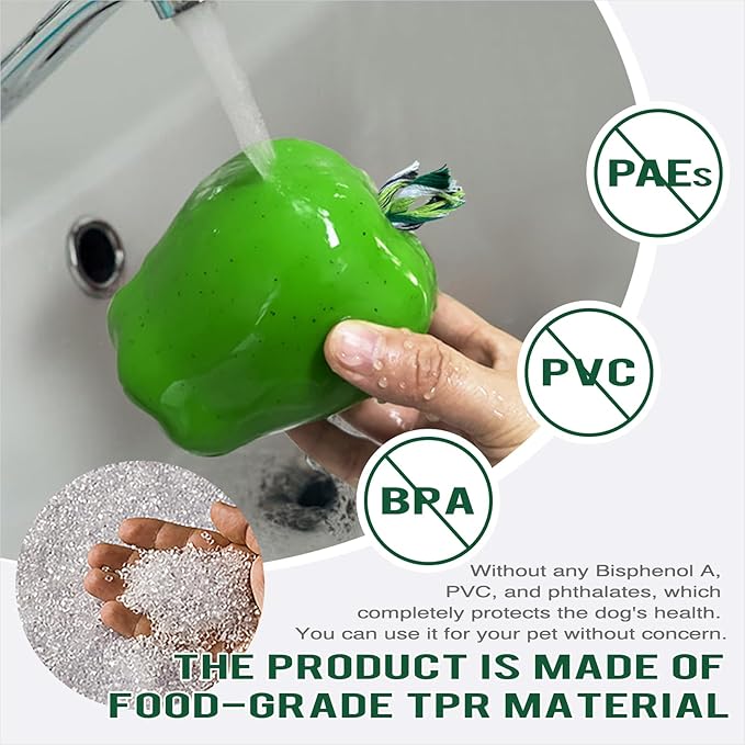Large Size Green Apple Squeaky Dog Toy for Medium/Large Aggressive Chewers Breeds Dogs Durable Bouncy Squeak Ball