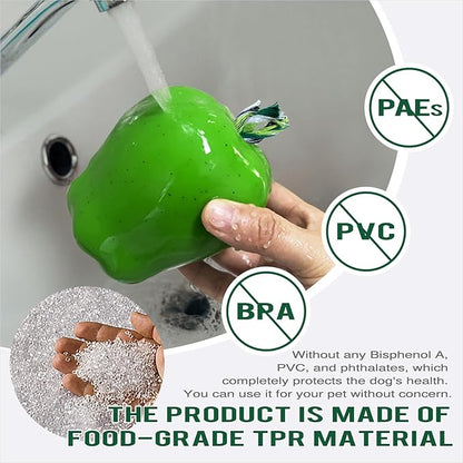 Large Size Green Apple Squeaky Dog Toy for Medium/Large Aggressive Chewers Breeds Dogs Durable Bouncy Squeak Ball