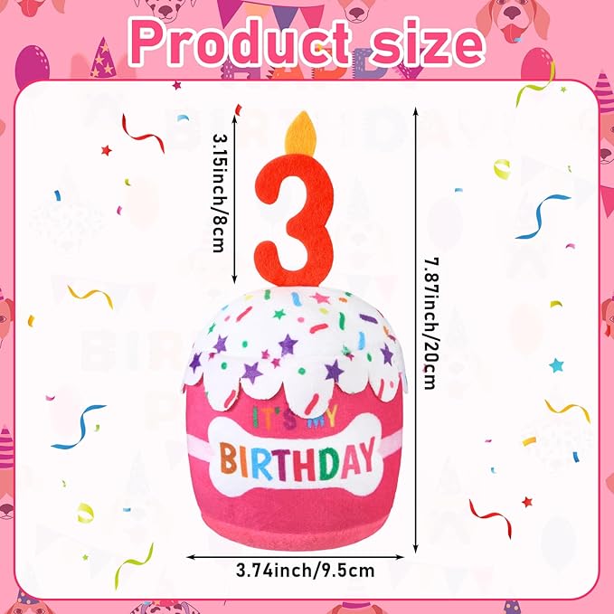 Dog Birthday Cake Toy Accessories for Girl Boy Gifts, Squeaky Plush Toy for Dog Birthday Party Decor Favor for Large, Medium and Small Dogs(3rd,Pink)