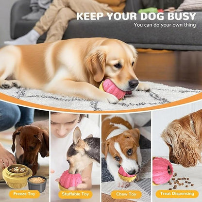 Interactive Dog Toys to Keep Them Busy, Frozen Treat Dog Enrichment Ball Toy for Aggressive Chewers, Puzzle Feeder Toy, Easy-to-Clean, Low-Mess Design for Medium & Large Dogs