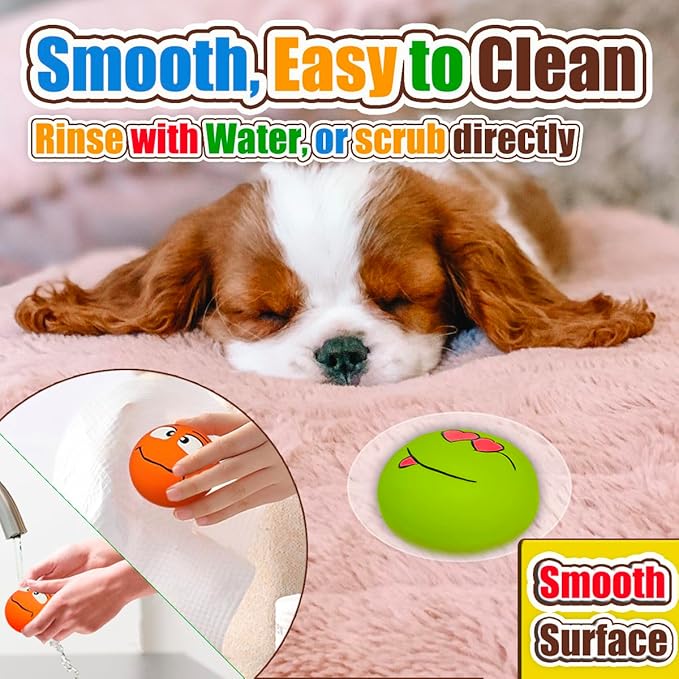 Squeaky Dog Toys for Small and Mini Dogs, Latex Soft Flat Puppy Teething Balls, Colorful Smile Face Interactive Chew Toys