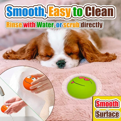 Squeaky Dog Toys for Small and Mini Dogs, Latex Soft Flat Puppy Teething Balls, Colorful Smile Face Interactive Chew Toys