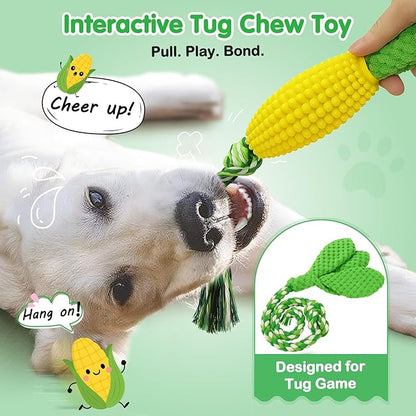 Dog Chew Toys – Squeaky Corn Dog Toys to Keep Them Busy, Soft Durable Teething Toys for Medium and Large Dogs