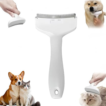 V-Tooth Deshedding Comb, Tooth Deshedding Comb for Pets Dog & Cat Grooming Brush Multifunctional Pet Comb with Ergonomic Handle for Shedding, Tight V-Shaped Teeth Shedding Combs (White, Large)