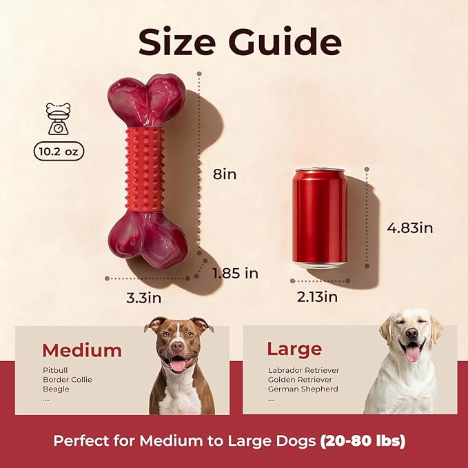 Apasiri 2-Pack Tough Dog Toys for Aggressive Chewers Large Breed, Dogs Chew Toys for Large Medium Dogs, Nylon and Rubber Dog-Bones for Teething Chew, Beef Flavor, for Doggo 20-80 lbs