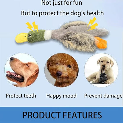 No Stuffing Toys 3 Pack, Squeaky Dog Toys for Large Dogs, Plush Toys for Aggressive Chewers, Indestructible Crinkle Paper Duck Dog Toy, Puppy Chew Toys for Teething (Soft Plush)
