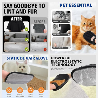 Hair Removal Glove for Cats & Dogs – 5-Finger Electrostatic Pet Hair Remover, Reusable Grooming Mitt for Bathing, Cleaning, Lint & Fur Removal – Static Design, Easy Clean, Non-Slip