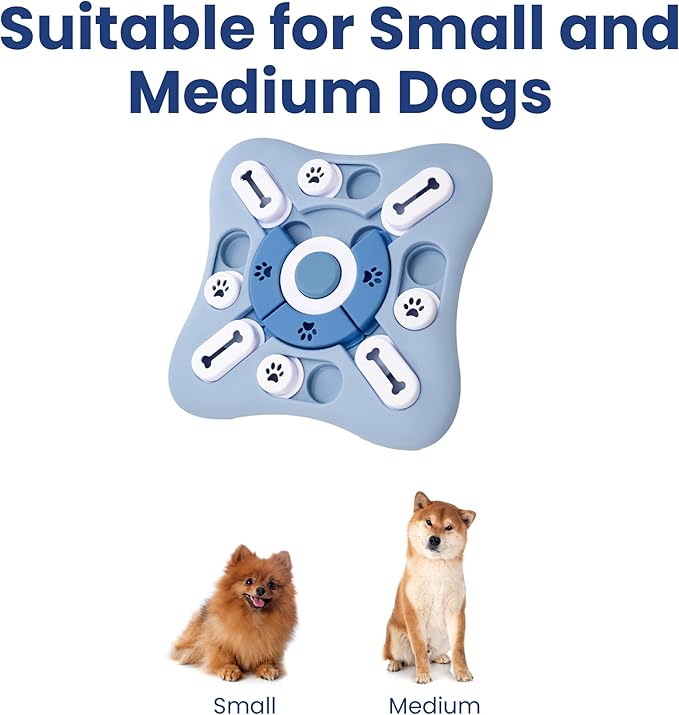 PAWSPIK Interactive Dog Puzzle Toy – Treat Dispensing Slow Feeder for Dogs, Mental Enrichment Toy with Squeaker & 16 Compartments – Durable, Non-Slip, Dishwasher Safe – Light Blue (Light Blue)