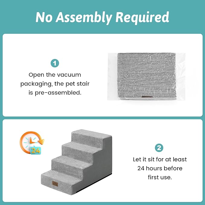 Dog Stairs for Small Dogs 15.7" H, 4-Step Gentle Incline Pet Step for Couch Sofa, Non-Slip Dog Ramp for Puppy Doggie Senior Cats, 15.7x23.6x15.7 Inch, Grey