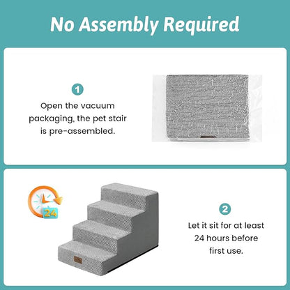 Dog Stairs for Small Dogs 15.7" H, 4-Step Gentle Incline Pet Step for Couch Sofa, Non-Slip Dog Ramp for Puppy Doggie Senior Cats, 15.7x23.6x15.7 Inch, Grey