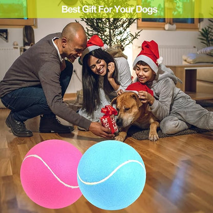 Giant Tennis Ball for Dogs of 2 Pack - 9.5 inch Pink and Blue Large Dog Toy Inflatable Multipurpose Jumbo Tennis Ball Toys for Kids Interactive Play Outside Inside Training