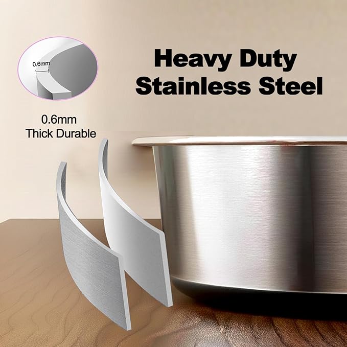 Deep Stainless Steel Non-Skid Dog and Food Bowls, Each Holds Up to 16 Cups, Set of 2 Packs(10.2 x 3.2 Inches)