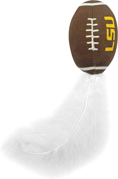 Best Plush CAT Toy - NCAA LSU Complete Set of 3 Piece Cat Toys Filled with Fresh Catnip. Includes: 1 Helmet Cat Toy, 1 Football Cat Toy with Feathers & 1 Beer Bottle. Beautiful Team Logos