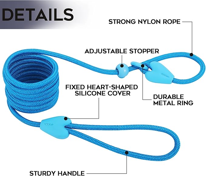 Slip Lead Dog Leash Slip Lead 6 FT Dog Training Leash 9 Colors Slip Leads for Dogs Dog Leashes for Medium Dogs No Pull Dog Leash Black