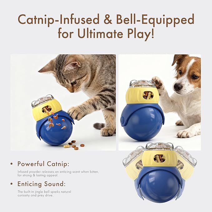 Mira's Pocket Wobble Treat Dispensing Pet Toy, Interactive Slow Feeder Puzzle Toy for Mental Stimulation and Boredom Relief for Cats and Dogs