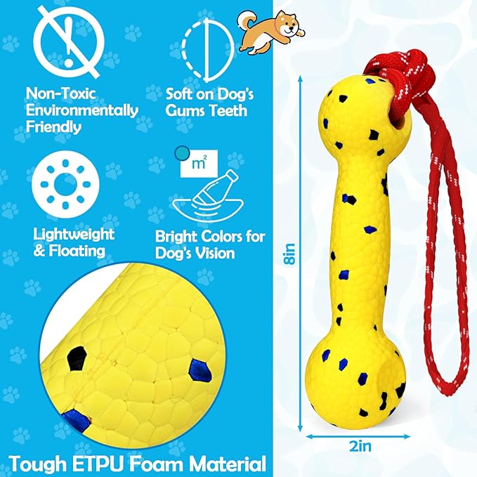 BABORUI Floating Dog Pool Toy – Durable E-TPU Dog Water Toy for Fetch & Chew, Bright Floating Dogs Toys for Pool, Beach & Outdoor Play – Dogs Beach Essentials (Yellow Stick)