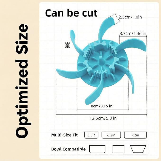Slow Feeder Insert for 4.5"-7" Dog Bowl, Cuttable Silicone Maze with Suction Cups, Anti-Gulping Slow Eating Mat, Dishwasher Safe (Sky Blue)