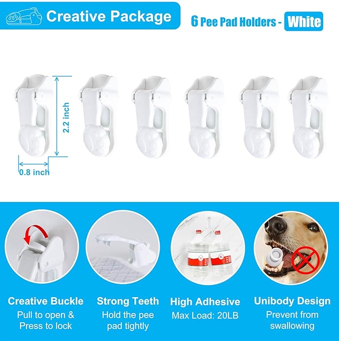 Dog Pee Pad Holder with Walls (6 Pack) for Small & Large Size Wee Wee Pad, Indoor Potty Training Pad Holder for Leg-Lifting Puppies (White)