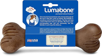 Lumabone Bulkster Durable Chew Toy for Aggressive Chewers, Real Bacon, Made in USA, Large