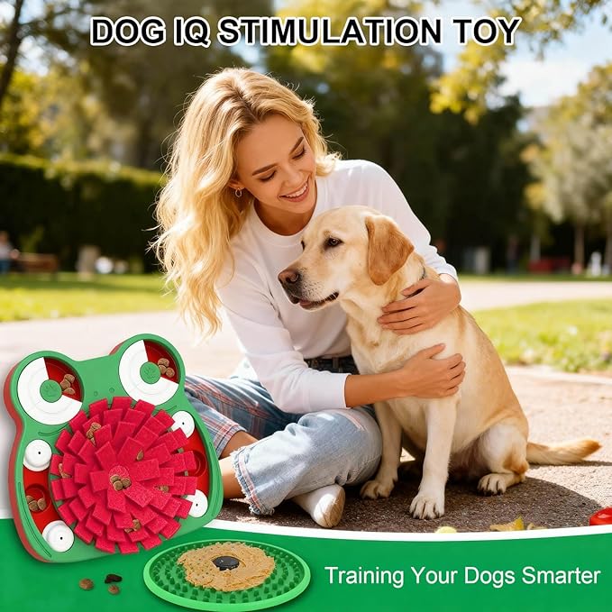 Dog Puzzle Toys, 3-in-1 Dog Training Puzzles with Lick Mat and Slow Food, Stress Relief Interactive Dog Toy for Feeding Keeping Them Busy (Green)