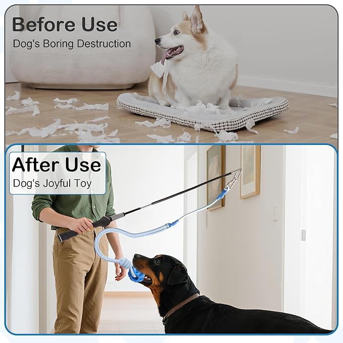 Flirt Pole for Dogs Interactive Dog Pole Toy for Large Medium Small Dogs, Chase Dog Flirt Pole for Tug of War