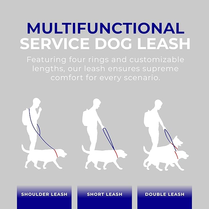 ActiveDogs Hands Free Dog Leash Crossbody 7.5ft - Adjustable 4-Point Hands Free Leash with Service Dog Wrap for Increased Mobility & Training - Strong 3/4" Nylon & Double Stitched, Black