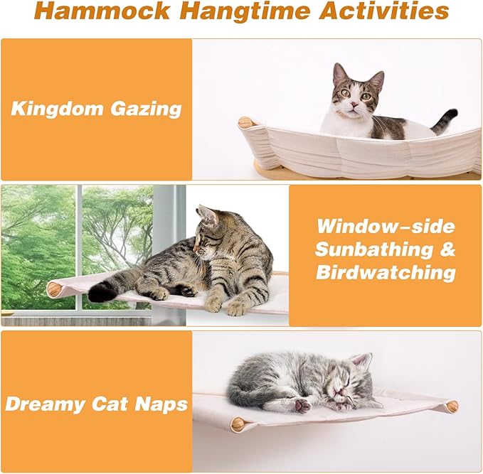 Cat Hammock with Two Steps, Wall Mounted cat Rack for Sleeping, Climbing, Playing, and Resting. Wall Mounted Bed and Niche Suitable for Cats Modern cat Bed Furniture