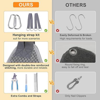 BEAUTYZOO Dog Grooming Hammock for Small Dogs Cat- Dog Sling for Nail Trimming/Clipping- Dog Hanging Holder with Thick Fabric Neck Support & Strap Restraint Claw Care,Gray Pineapple,S