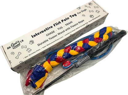 Interactive Flirt Pole Toy for Dogs – Agility Training & Exercise Chase Stick, Durable Tug Teaser Wand with Strong Rope Lure, Outdoor Play Toy for All Dog Sizes (35-Inch Pole)