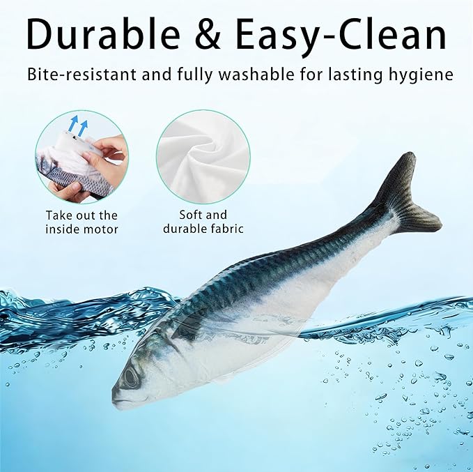 Realistic Floppy Fish Cat Toys, 3 Pack Mini-Sized, Moving Cat Toy Flopping Fish for Indoor Kitten, Sardine/Saury/Bass Interactive Cat Toys, Touch Activated, Rechargeable.