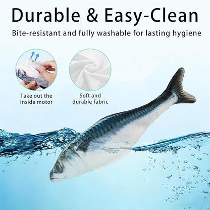 Realistic Floppy Fish Cat Toys, 3 Pack Mini-Sized, Moving Cat Toy Flopping Fish for Indoor Kitten, Sardine/Saury/Bass Interactive Cat Toys, Touch Activated, Rechargeable.