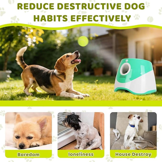Automatic Ball Launcher for Dogs, Interactive Dog Ball Thrower with 6 PCS 1.96" ETPU Balls, 3 Adjustable Distance Settings (9.84-29.52FT), Indoor Outdoor Fetch Trainer Toy for Small & Medium Dogs