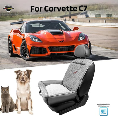 Seat Armour - PetBed2GO for Corvette C7 - Grey Pet Bed Cushion & Car Seat Cover, 26x20x6, 3.5 lbs