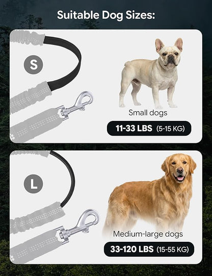 Hands Free Dog Leash, Running Waist Belt with Pouch Removable & Multifunctional| Shock Absorbing Bungee| Thickened Lumbar pad & Comfortable Dual Handles|Dog Walking, Training for 11-33lbs Puppy