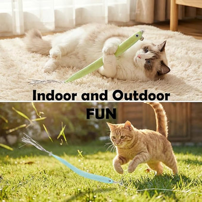 Cat Wand Attachment Toys - 2 Pcs Handmade Natural Fish Refills - Interactive Cat Toy Wand Refills - Kitten Teaser Wand Attachments - Cat Toys for Indoor Cats Play