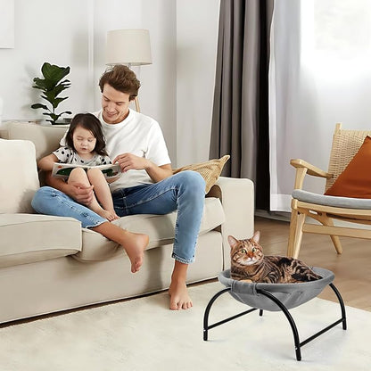 Raised Cat Hammock Bed, Free Standing Cat Cot with Washable Mesh, Pet Bed for for Kittens, 17.1 x 17 x 9.5 inches