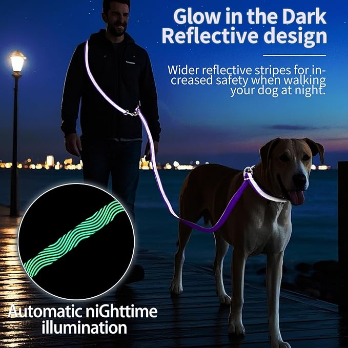 Hands Free Dog Leash, 4.2 FT - 9.5 FT Multifunctional Crossbody Waist Leash for Dogs Walking Reflective Running Dog Leashs for Medium and Large Dogs Walking,Jogging,Running,Training (Purple)